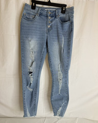 Indigo Rein Skinny Blue Light Denim Curvy Fit Stretch Distressed 5-Pocket Jeans
