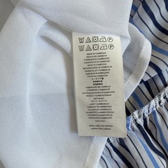 Michael Kors Blue and White Striped Faux Wrap Dress