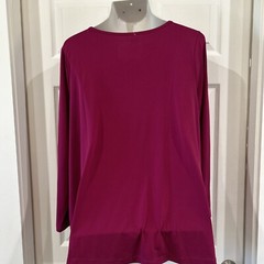 Susan Graver 1XL Petite Modern Essential Liquid Knit Tunic Blouse Raspberry Pink