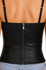 Women’s Genuine Lambskin Black Leather Halter Top — Fitted, Soft & Elegant