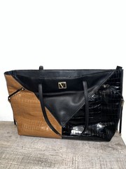 Victoria’s Secret Black Brown Colorblock Large Tote Set w Wallet and Card Holder