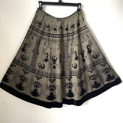MSK A-line Skirt M Floral Flocked Velvet Satin Midi Whimsigoth Boho Gothic Black