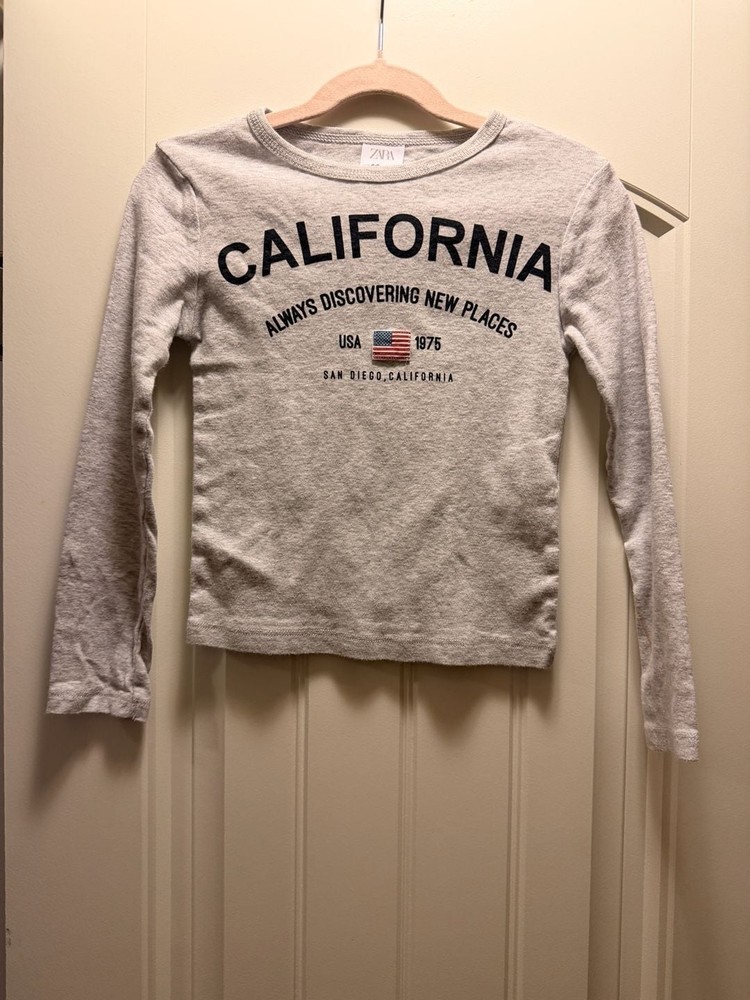 ZARA Kids California San Diego Long Sleeve Ribbed T-Shirt