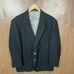 Stafford Blazer Jacket Mens 42R Black Solid Polyester Worsted Wool Gold Buttons