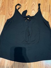 ESQUALO Black V-Neck Spaghetti Strap Tank