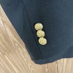 Stafford Blazer Jacket Mens 42R Black Solid Polyester Worsted Wool Gold Buttons