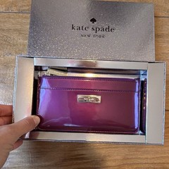 kate spade new york Dark Raspberry Slim Card Holder Card Wallet, Zip, Logo