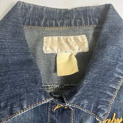 Vintage Y2K Baby Phat Women’s Blue Jean Jacket Gold Embroidered Cat Logo Size M