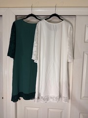 Ladies Tunic Style Dress, Sheer Sleeve with Floral Appliqué