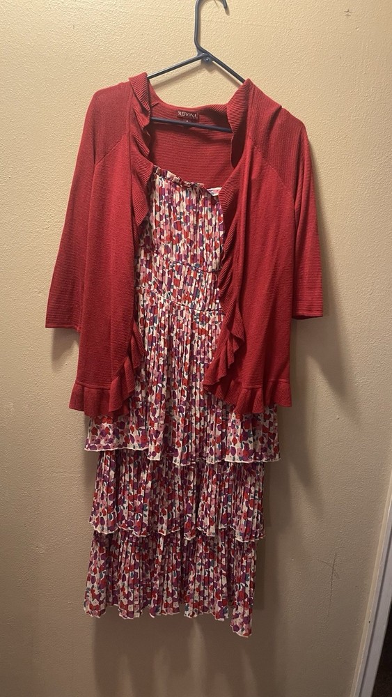 Lucy Paris Floral Dress & Merona Red Sweater Women’s Outfit Set Size M L