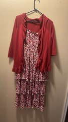 Lucy Paris Floral Dress & Merona Red Sweater Women’s Outfit Set Size M L