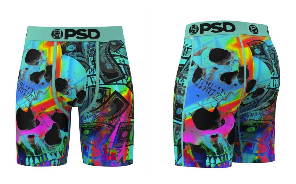 PSD “DEAD LOOT” $100 Bills Money Skulls Mesh Front & Back Boxers Mn’s NWT