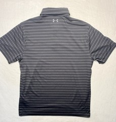 Under Armour Men’s The Playoff Polo , Loose, Black With Gray Stripes Size Large