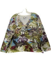 Christopher & Banks Woman Multicolor Size P/XL Cotton Printed Button Up Cardigan