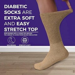 5~20 Dozens Wholesale Men Women Diabetic Crew Socks Khaki Size 9-11 10-13 13-15