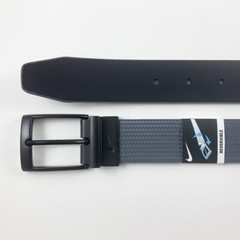 NIKE MENS CARBON FIBER TEXTURE REVERSIBLE BELT D.GREY/BLACK SIZE: S (30-32) 1395