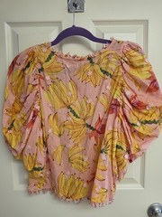 Farm Rio Women’s Floral Puff-Sleeve Top in Pink and Yellow