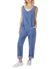 HISEA Women Loose Fit Denim Jumpsuit Harem Pants Casual Romper Baggy Overalls