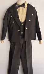 Formal Kids Black 5 Piece Suit Set With Brdt And Tie Size 6