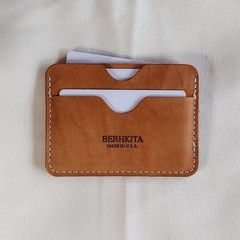 handmade 100% real leather card holder aged natural veg tan