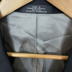 Stafford Blazer Jacket Mens 42R Black Solid Polyester Worsted Wool Gold Buttons