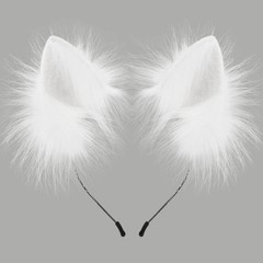 Handmade Faux Fur Animal Ears Headband Furry Cat Fox Ear Hairhoop Headwear