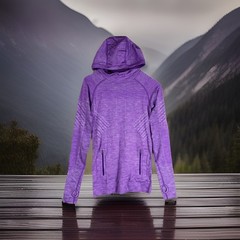 LULULEMON ATHLETICA Sz 4 Seamless Purple Hooded Thumbhole Cowl Neck Long Sleeve