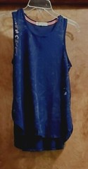 Rewind Ladies’ Sleeveless Top/Blouse, Size S, Navy, Rayon/Poly/Spandex, Burnout