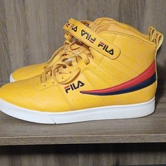 FILA Men’s Yellow Mid-Top Athletic Sneakers Lace-Up Hook & Loop Red/Blue