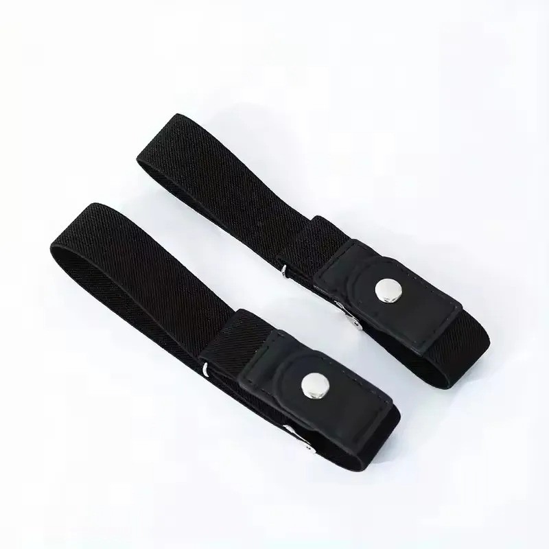 2 Pack No Buckle Elastic Belt Invisible Loop Belt for Jeans Pants
