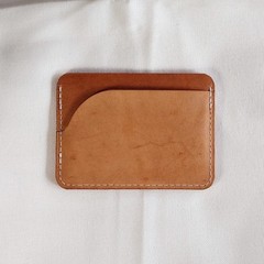 handmade 100% real leather card holder aged natural veg tan