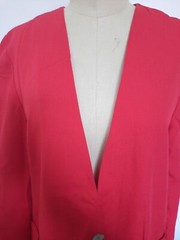 VTG Fundamental Things Petite One Button Jacket Blazer Size 14 Long Sleeves Red