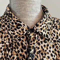Denim & Flower Ricky Singh size Large leopard print mens long sleeve button down