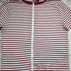 Divided by H&M Red/White Striped Ribbed Knit Crew Neck Short Sleeve T-Shirt L