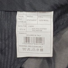 Statement Italy 64L 60×32 Navy Super 150’s Wool 2Btn 2Pc Mens Jacket Pants Suit