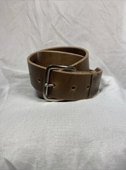 Natural Horween Chromexcel Handmade Leather Belt 1.5 Inch Raw Edge Silver Buckle