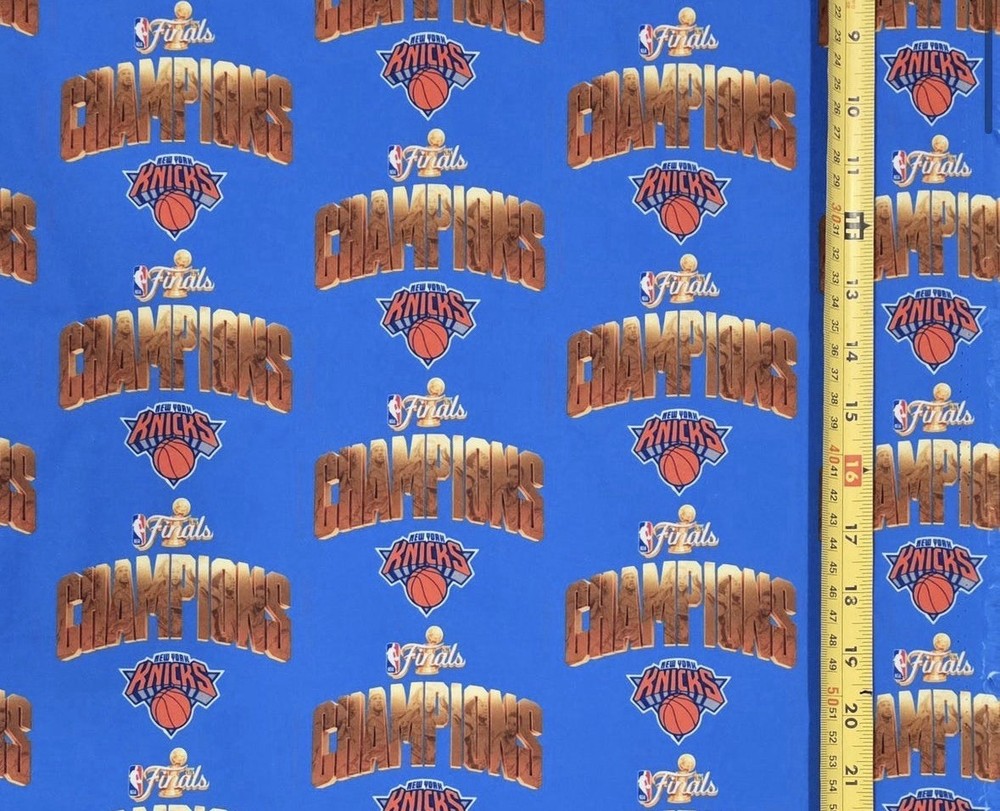 NY Knicks Denim Tie Cravate Lined In Champions Print Hand Made NWT Fan Gift