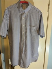 Brooks Brothers Blue and White Striped Short-Sleeve Button-Down Shirt