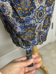 danielrainn Blue Paisley Wrap Dress V-Neck 3/4 Sleeve Tie Waist Lined S