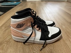 Jordan Air Jordan 1 Mid GS Pink/Black/White Leather Sneakers US 9.5Y