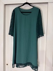 Ladies Tunic Style Dress, Sheer Sleeve with Floral Appliqué