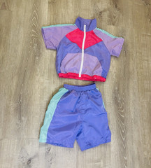 Perfashion Girls 2pc Colorblock Lightweight Zip Jacket & Shorts Set 6-7Y