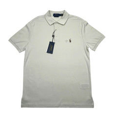 Polo Ralph Lauren Polo Shirt Mens M Lt Beige Custom Slim Fit Short Sleeve Knit