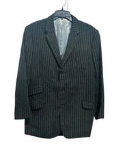 Vintage Baron Of Piccadilly Tweed Sports Jacket Blazer 38L Black Wool #RR