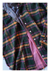 R13 26SS Reversible Shredded Seam Drop Neck Shirt purple multi/green Size S