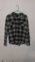 RVCA Men’s XL Regular Fit Gray/Black Plaid Long Sleeve Button-Up Shirt Pockets