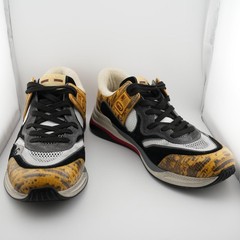 Gucci Ultrapace Leather Mesh Sneakers Low Top Yellow Tejus Printed US 9.5 Men