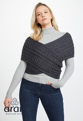 Aran Irish Crossover Wrap 100% Premium Merino Wool Cable Sweater Made in Ireland