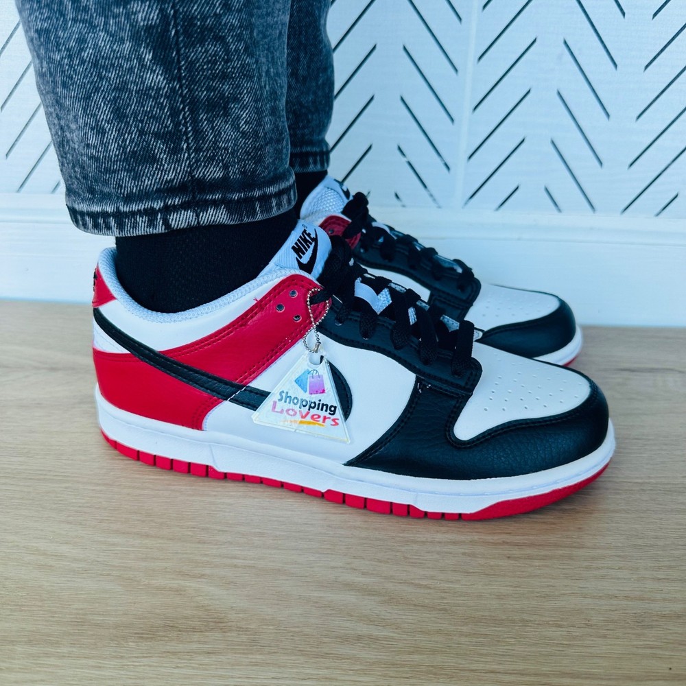 ⭐Rare Nike Dunk Low GS Sz 6.5Y Big Kids Shoes Sneakers Black Red Whie HF9980-600