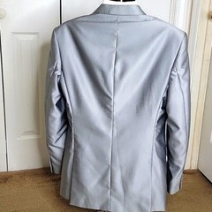 Vinci Double Vented Sharkskin Blazer Size 42 L Light Gray